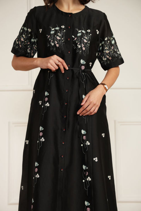 Meadows black A-line dress