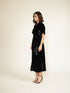 Meadows black drop shoulder discharge print dress
