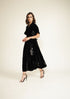 Meadows black drop shoulder discharge print dress