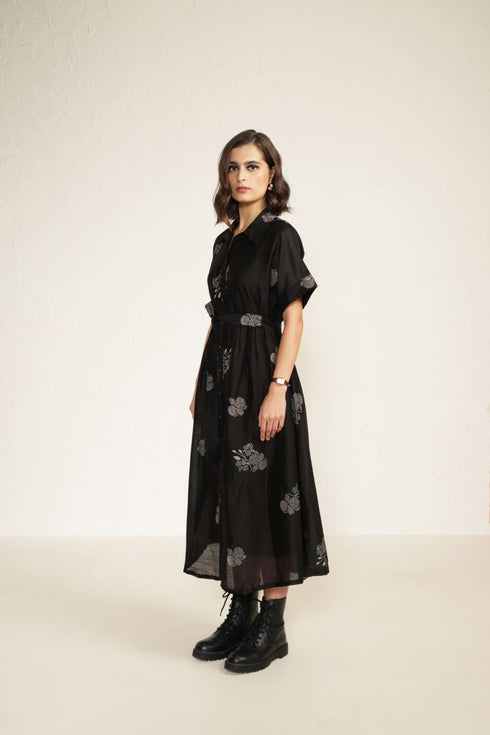 Meadows black drop shoulder dress