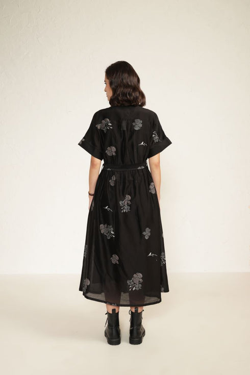 Meadows black drop shoulder dress