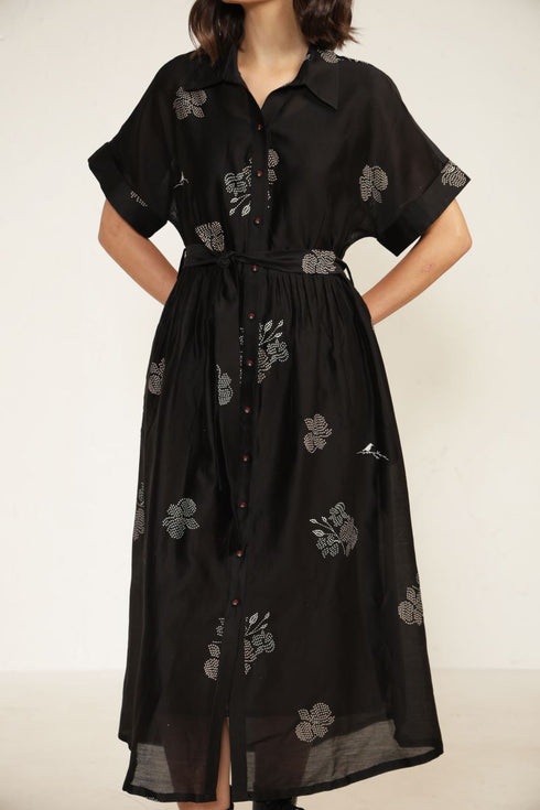 Meadows black drop shoulder dress