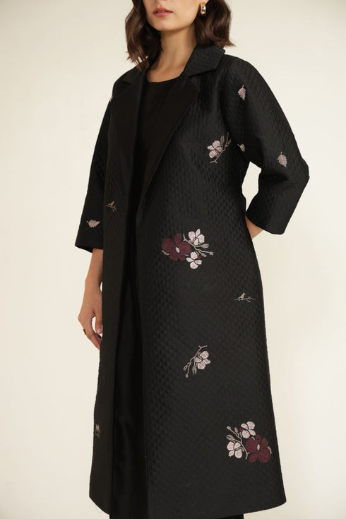 Meadows black jumpsuit with quilted jacket