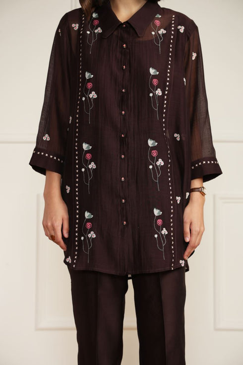 Meadows grape shirt with straight pants