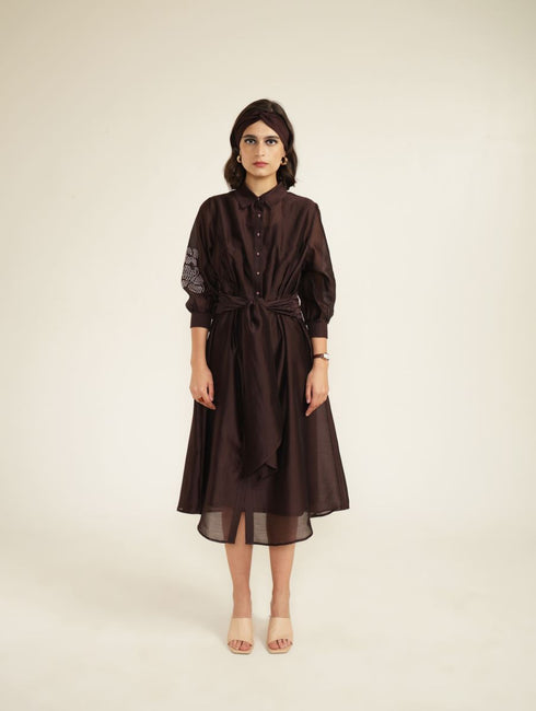 Meadows grape tie-up dress