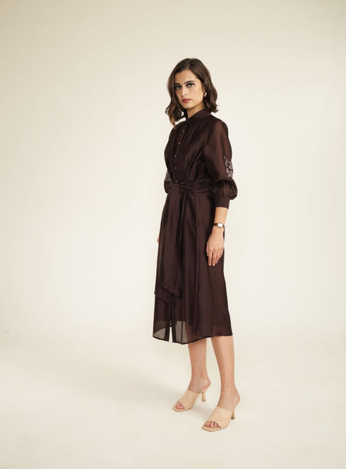 Meadows grape tie-up dress