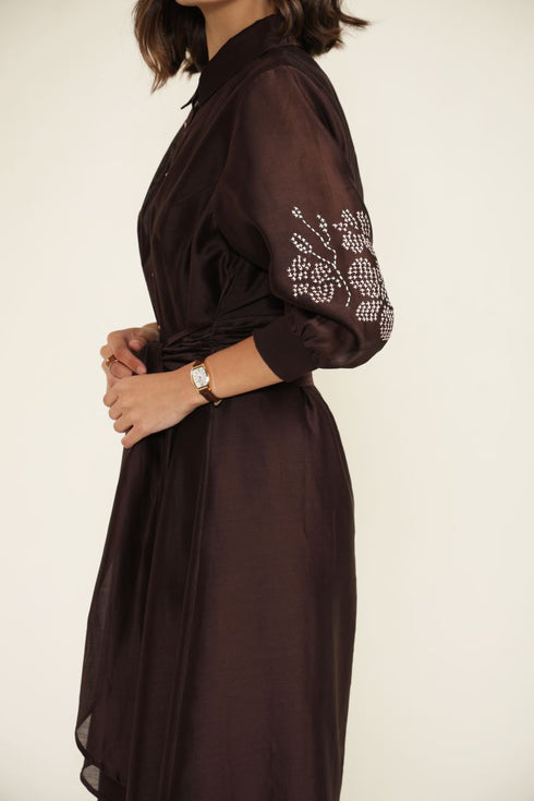 Meadows grape tie-up dress