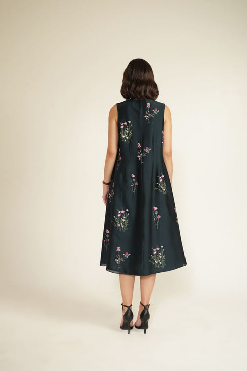 Meadows indigo V-neck dress with jacket