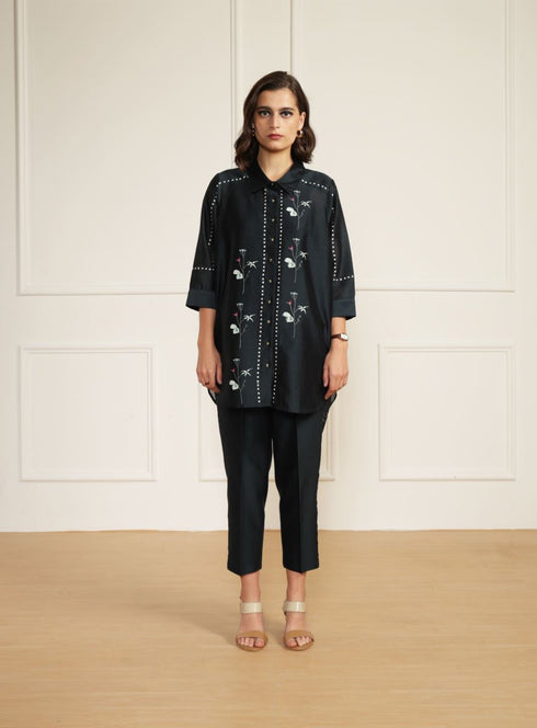 Meadows indigo shirt with straight pants