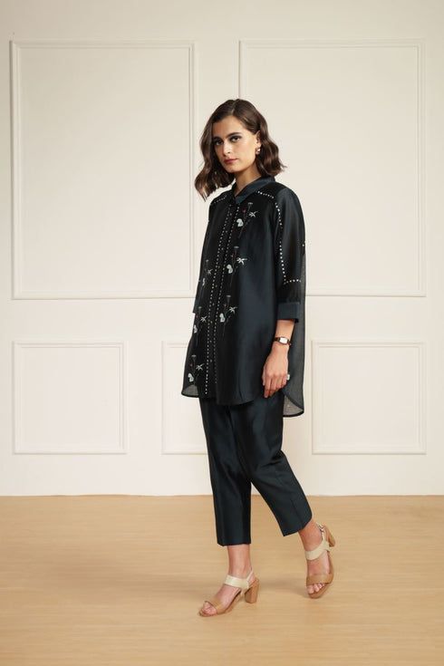 Meadows indigo shirt with straight pants