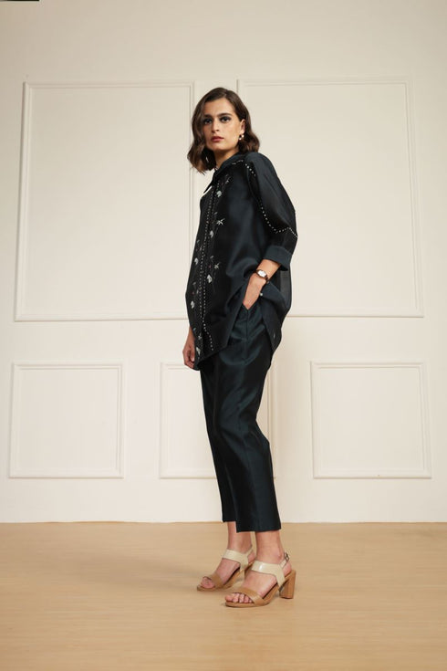 Meadows indigo shirt with straight pants