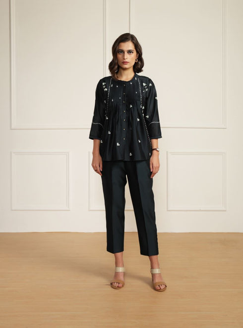 Meadows indigo top with straight pants