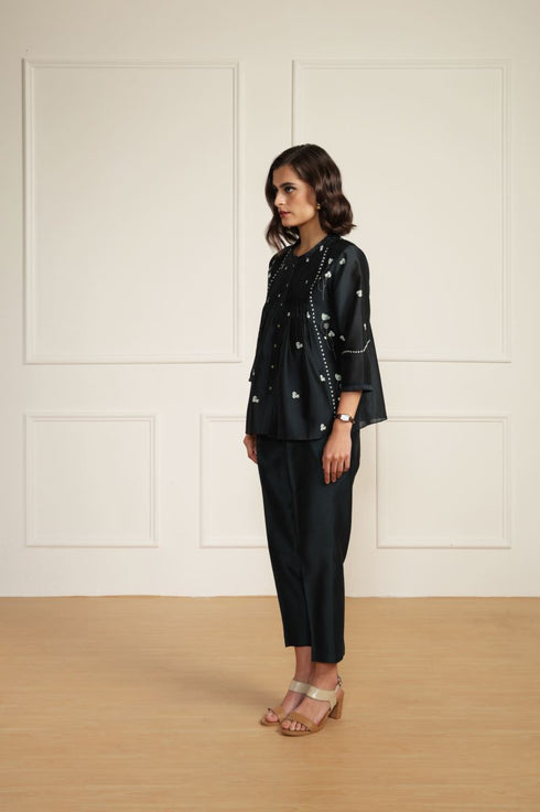 Meadows indigo top with straight pants
