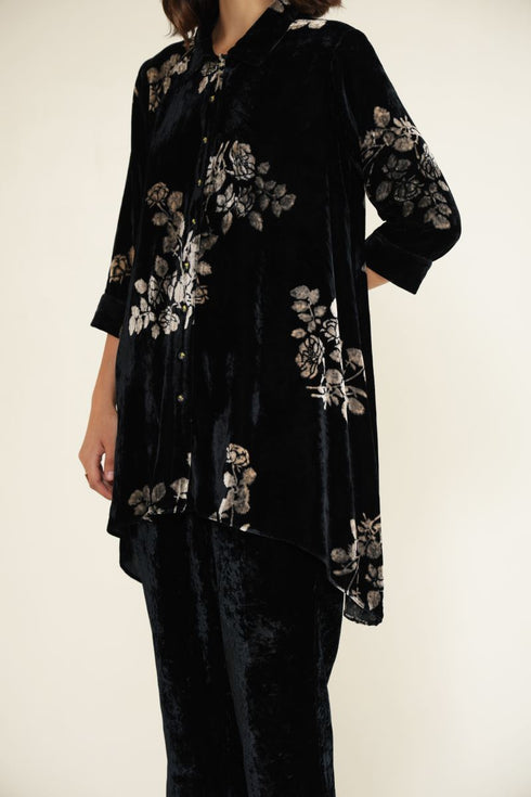 Meadows indigo velvet shirt with straight pants