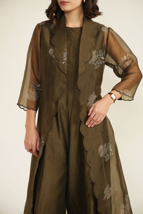 Meadows olive jumpsuit with jacket