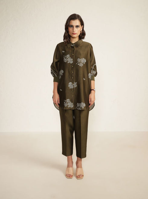 Meadows olive shirt with straight pants