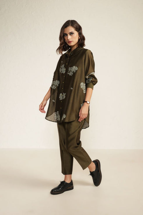 Meadows olive shirt with straight pants