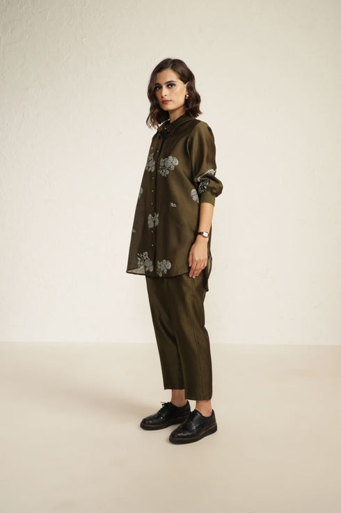 Meadows olive shirt with straight pants