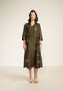 Meadows olive side gather shirt dress