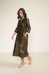 Meadows olive side gather shirt dress