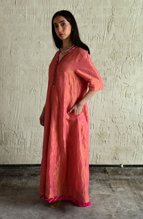 Meera pink sashiko dress