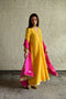 Meera yellow sashiko dress