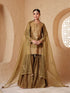 Mehrang olive green heavy sharara set