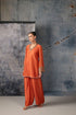 Mehrang orange V neck short kurta set