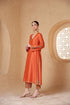 Mehrang orange applique kurta set
