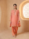 Mehrang peach short pheran kurta set