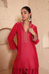 Mehrang red short buti kurta set