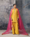 Mehrang yellow short buti kurta set