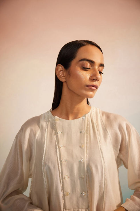 Midori ivory panelled dress