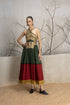 Military green kala cotton embroidered dress