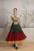 Military green kala cotton embroidered dress