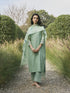 Mint floral embroidered kurta set