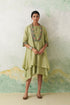 Mint green chanderi kashmiri embroidered cape and dress set