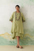 Mint green chanderi kashmiri embroidered cape and dress set