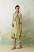 Mint green chanderi kashmiri embroidered cape and dress set