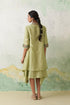 Mint green chanderi kashmiri embroidered cape and dress set