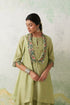 Mint green chanderi kashmiri embroidered cape and dress set