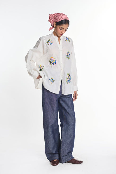 Mistletoe white panel shirt
