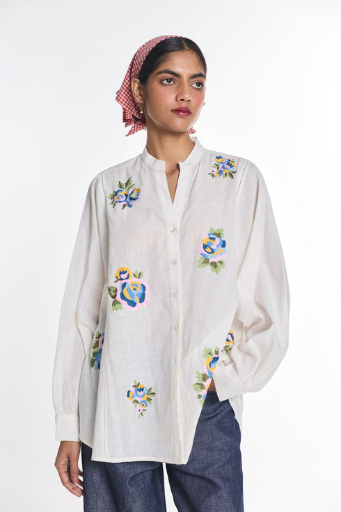 Mistletoe white panel shirt