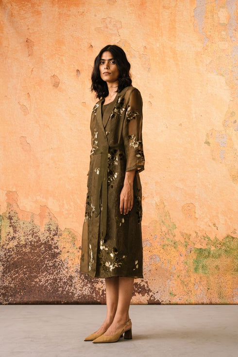 Mist olive jacket dress set