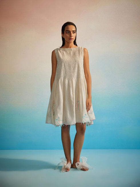 Miyabi ivory ruching dress