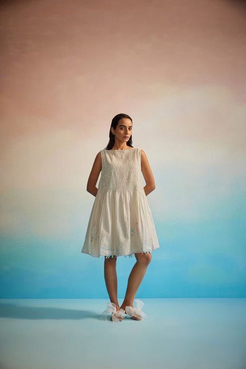 Miyabi ivory ruching dress