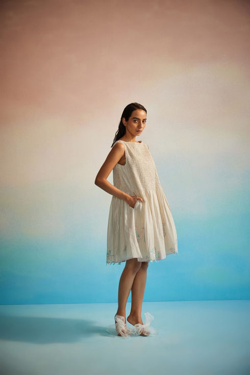 Miyabi ivory ruching dress