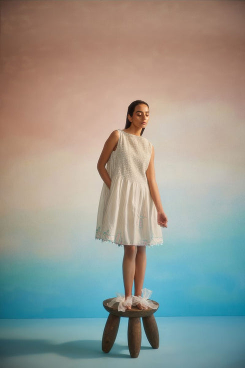 Miyabi ivory ruching dress