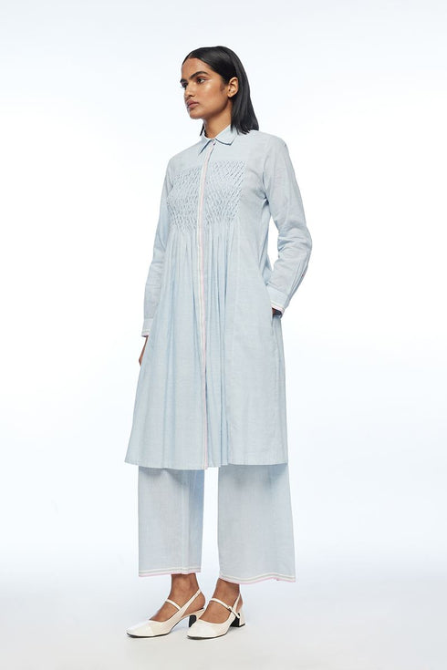 Mollis powder blue smocking tunic