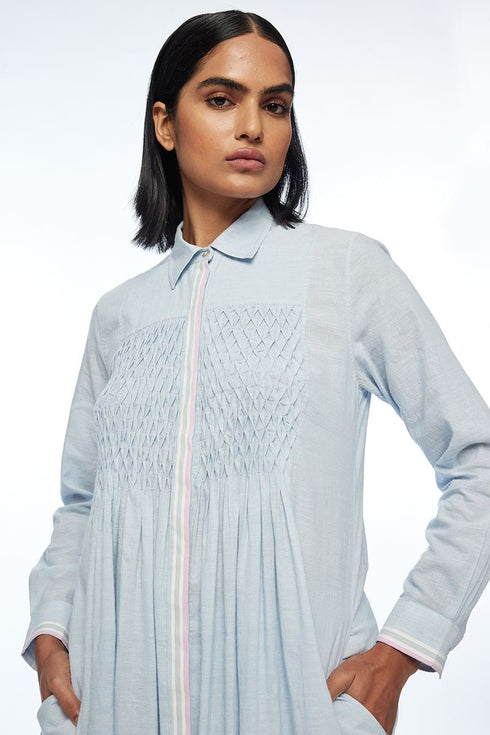 Mollis powder blue smocking tunic